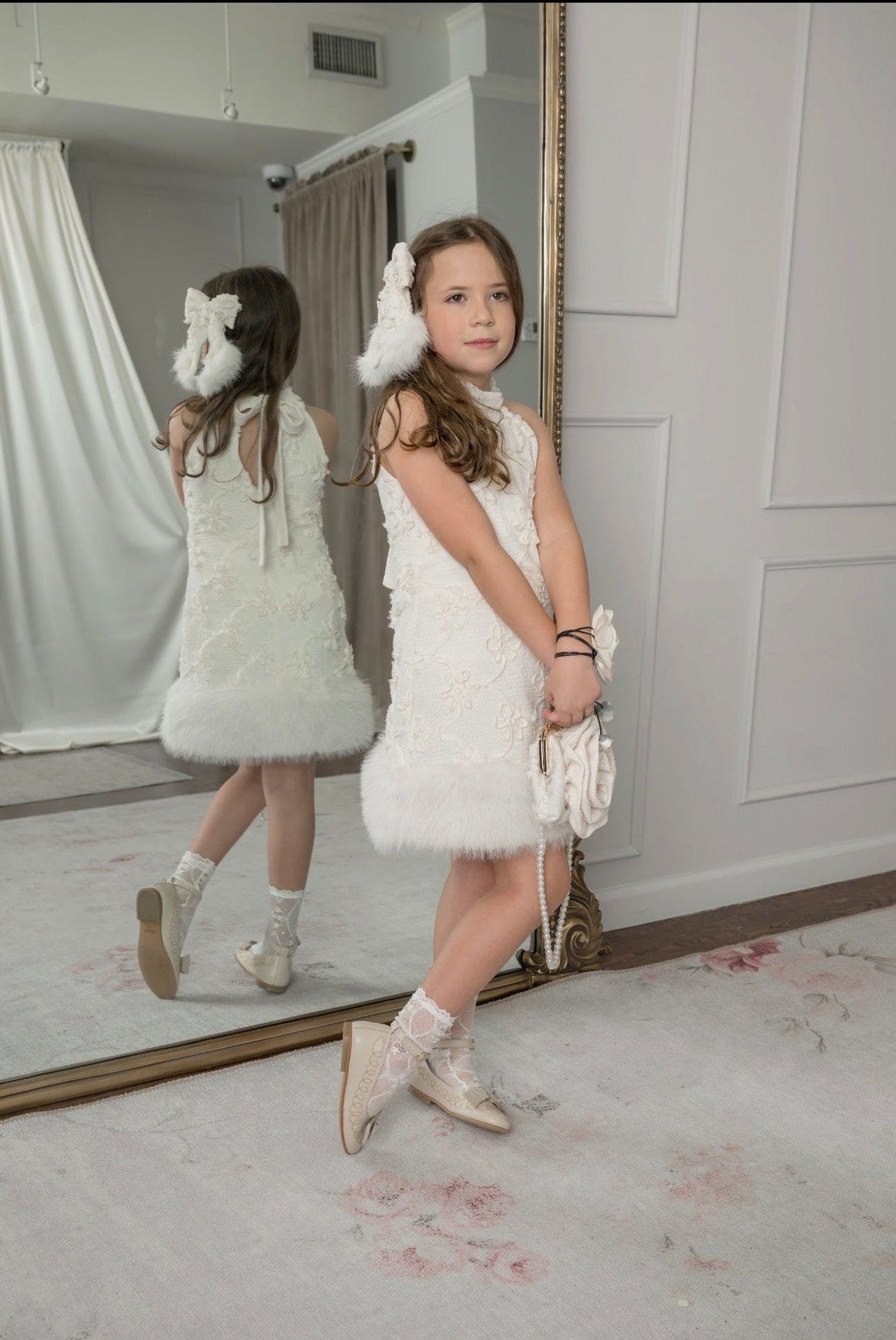 Girl | Ava Flower Hair Bow | Ivory