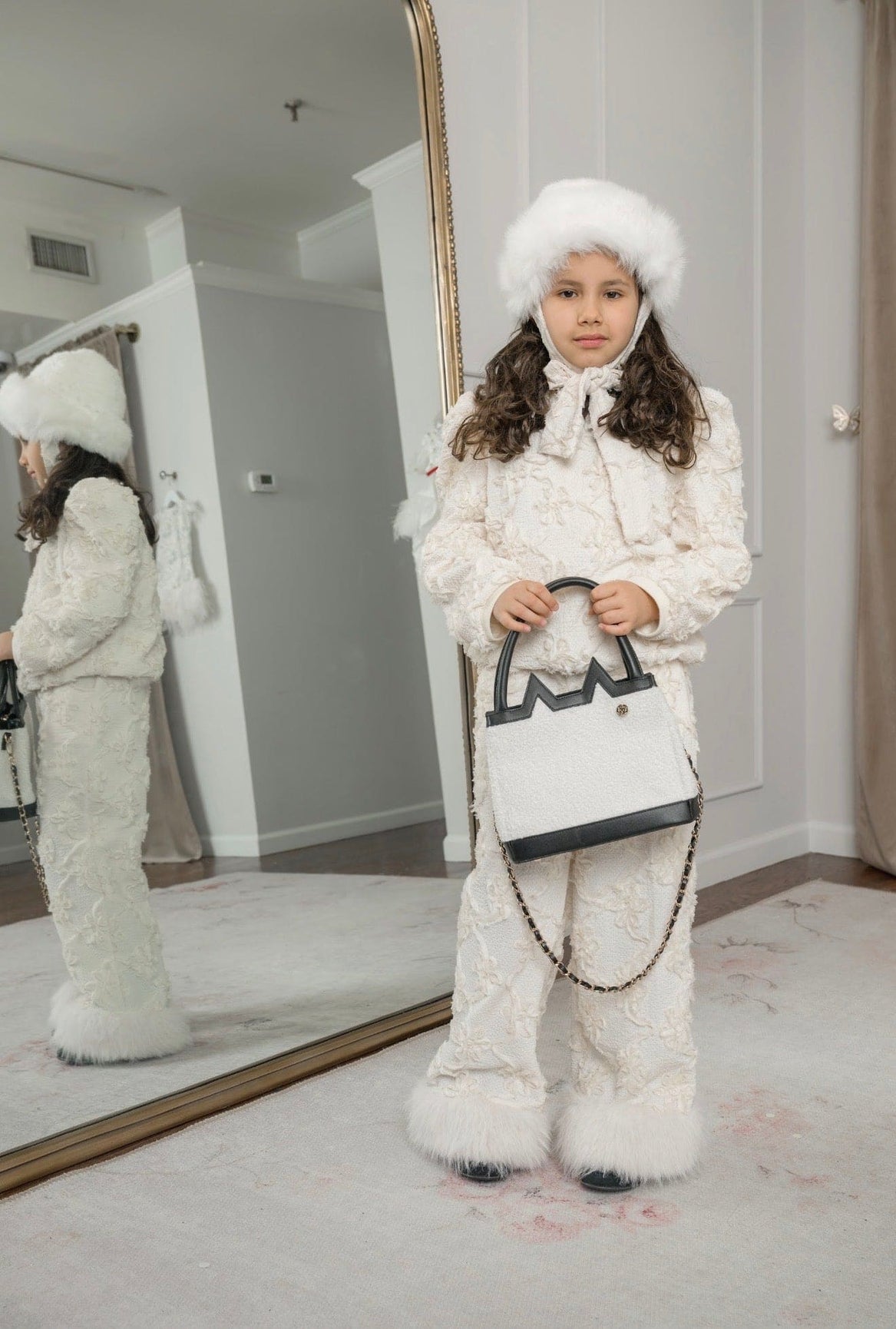 Girl | Ava Kids Fox Fur Hat | Ivory
