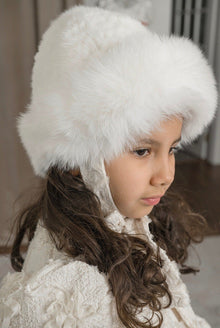 Girl | Ava Kids Fox Fur Hat | Ivory