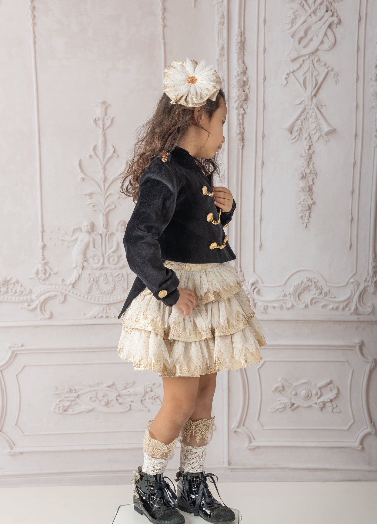 Girl | Charlie Jacquard Glitter Skirt | Gold