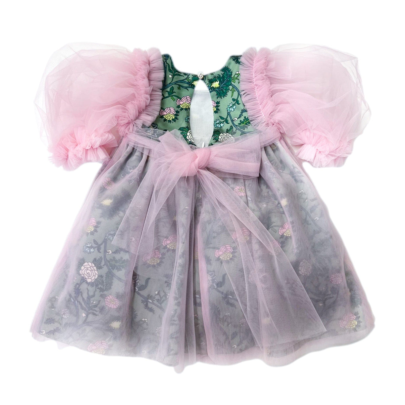 Girl | Eva And Floral Tulle Dress | Pink x Green