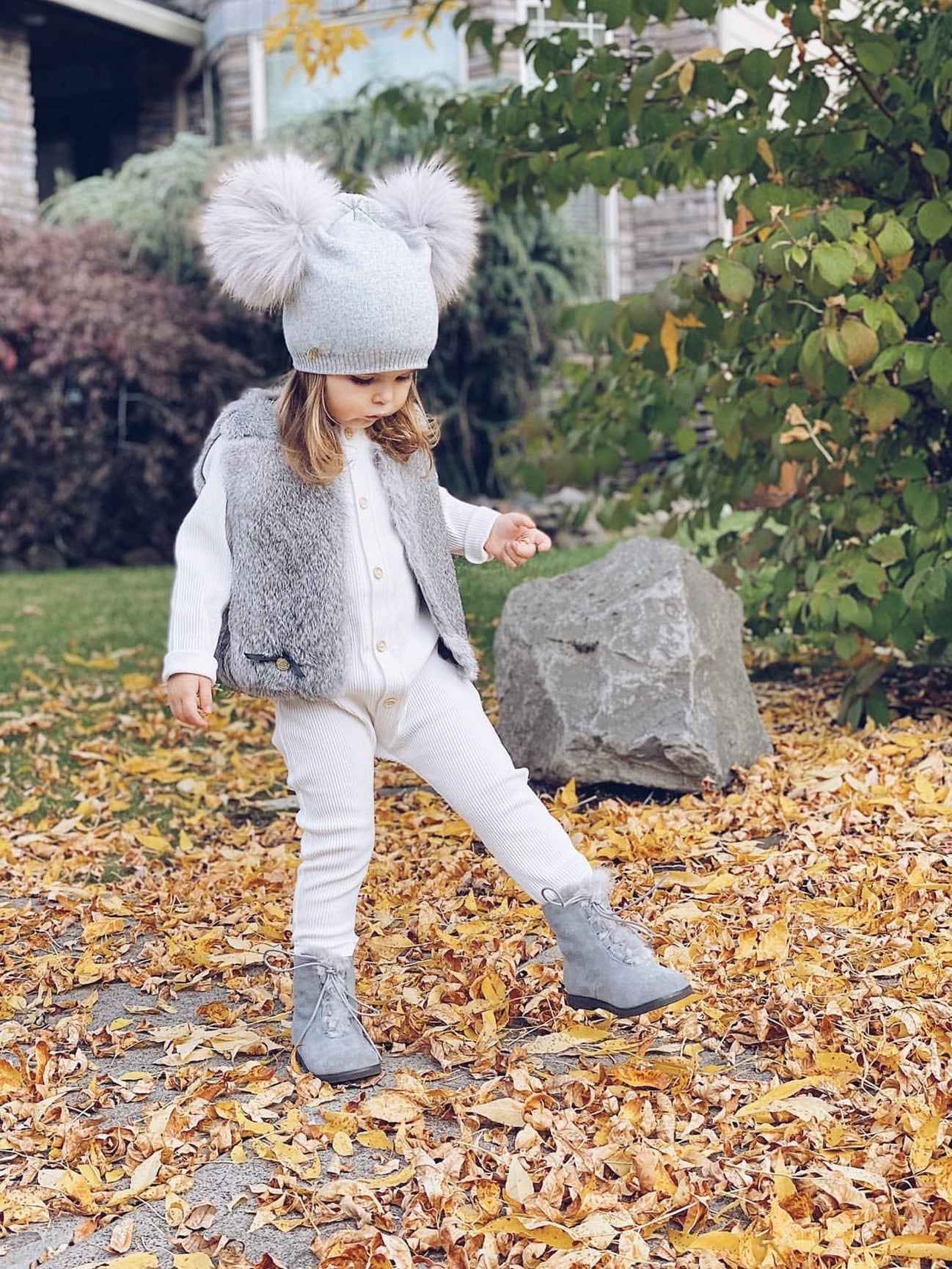 Girl | Grey Rabbit Vest | Gray