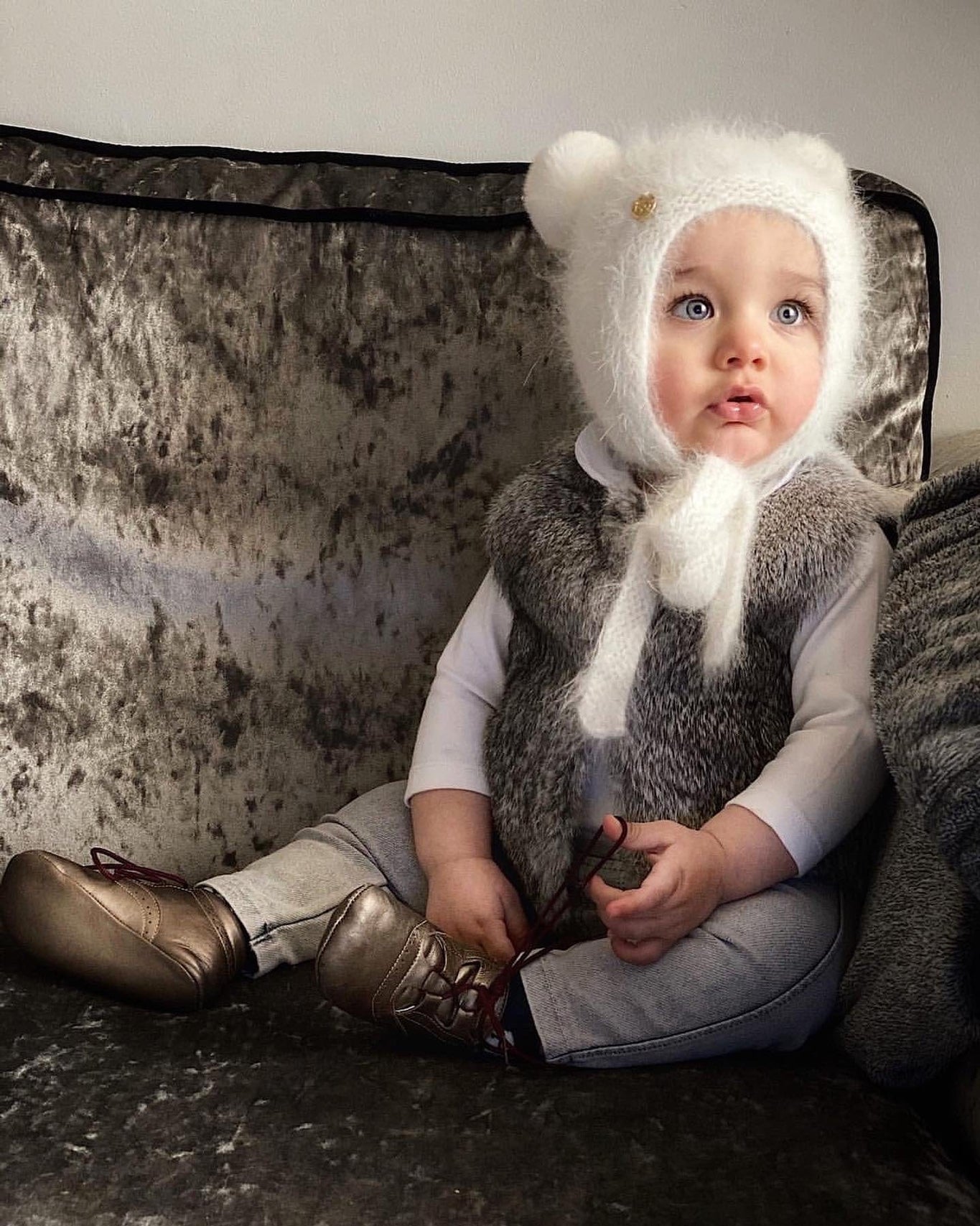 Girl | Grey Rabbit Vest | Gray