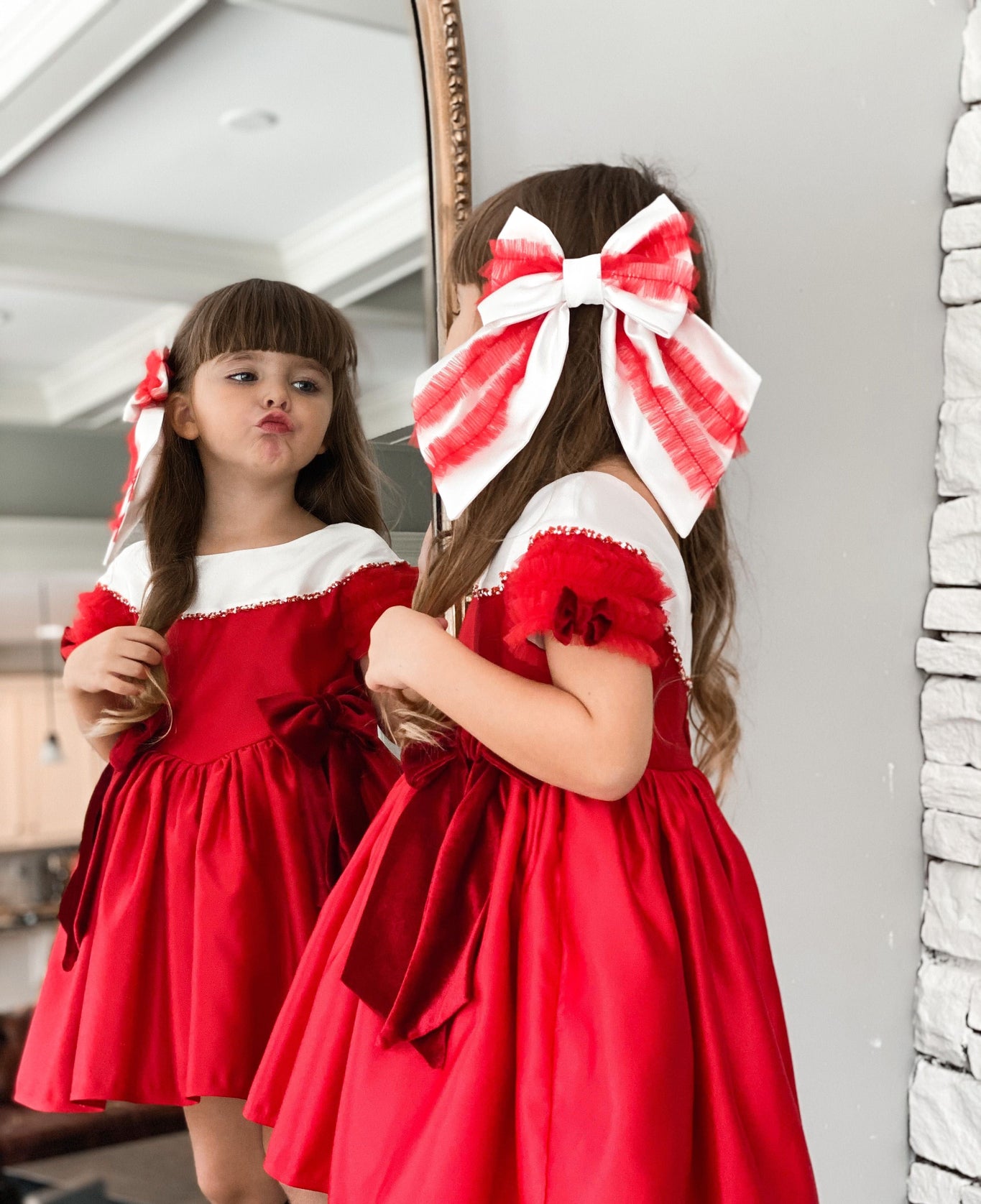 Girl | Holly Amad Satin Ceremony Dress | Red