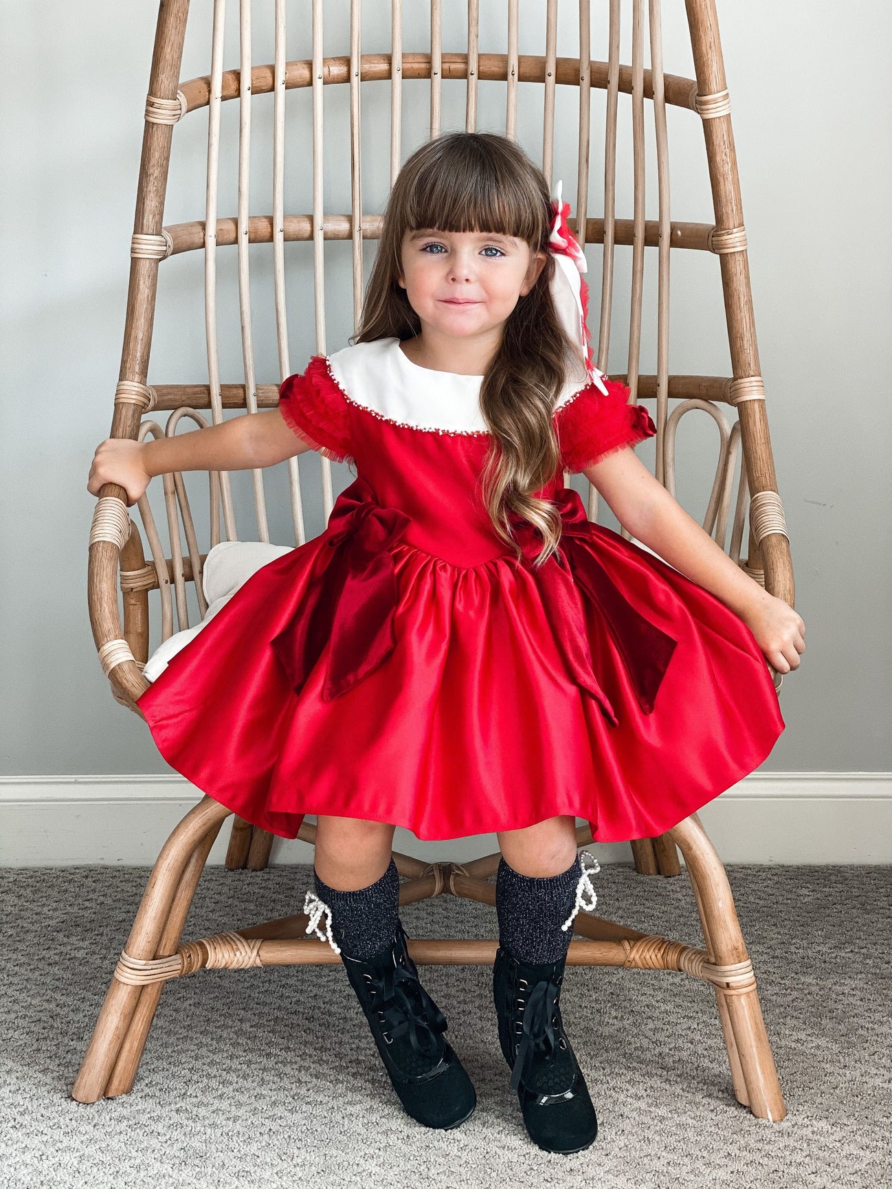 Girl | Holly Amad Satin Ceremony Dress | Red