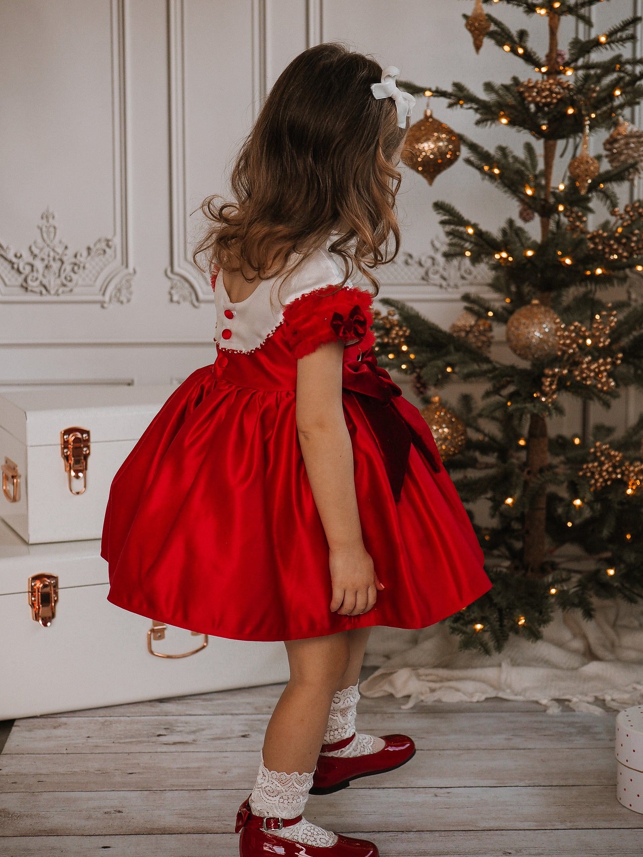 Girl | Holly Amad Satin Ceremony Dress | Red