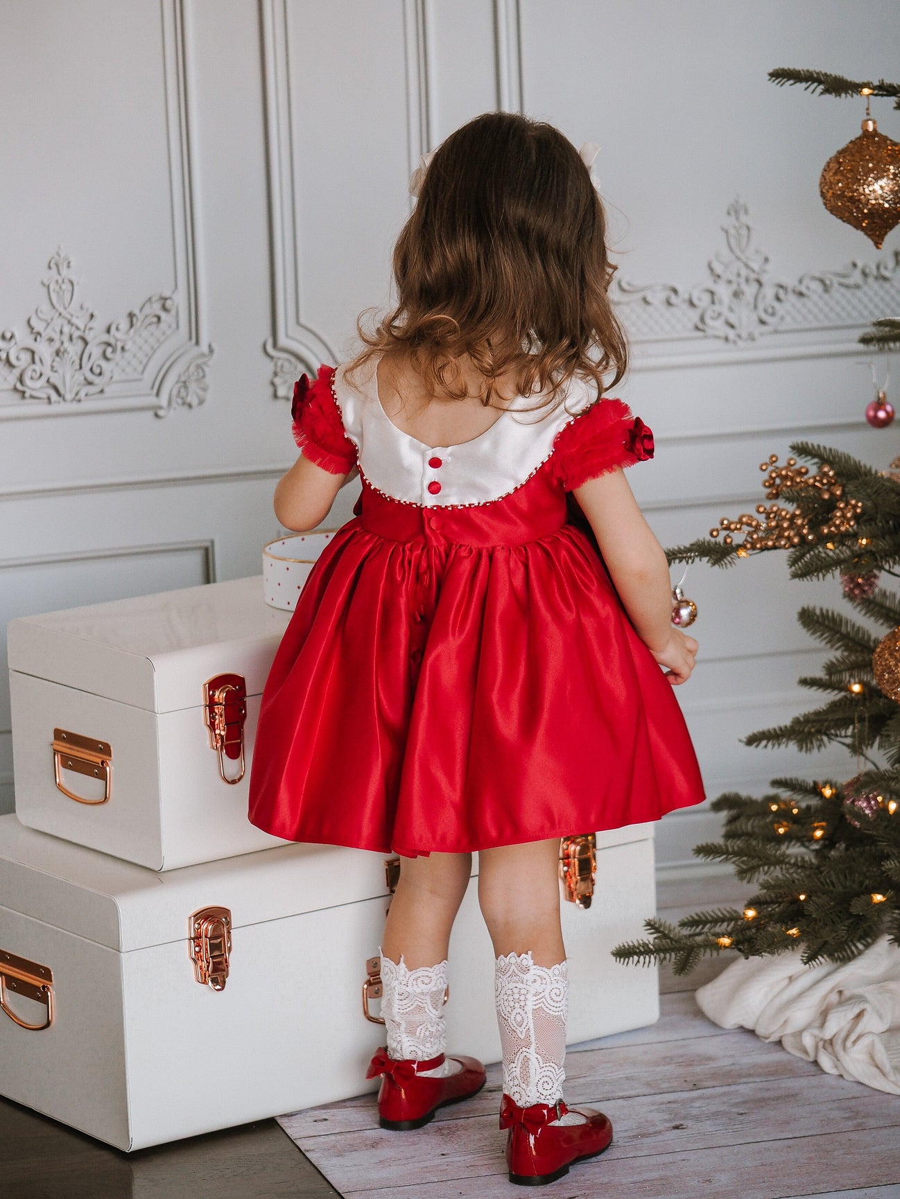 Girl | Holly Amad Satin Ceremony Dress | Red