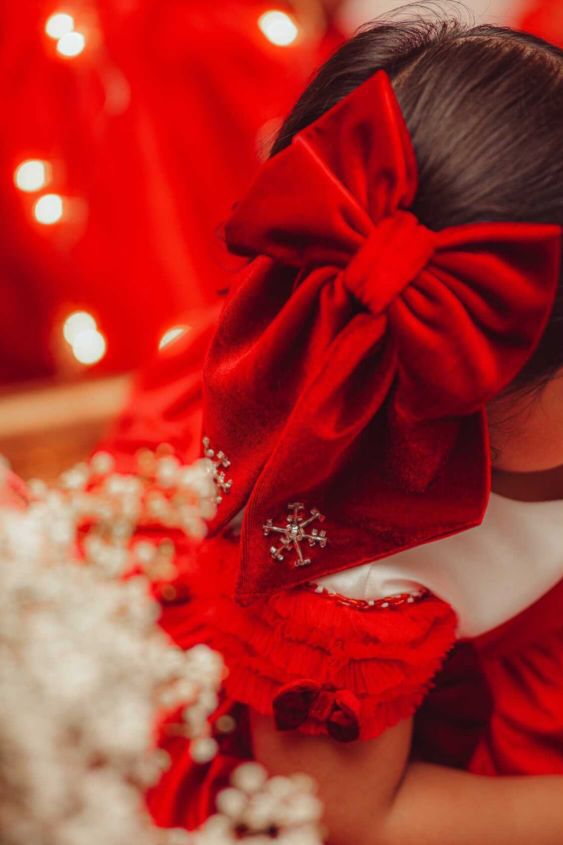 Girl | Holly Velvet Hair Bow | Red
