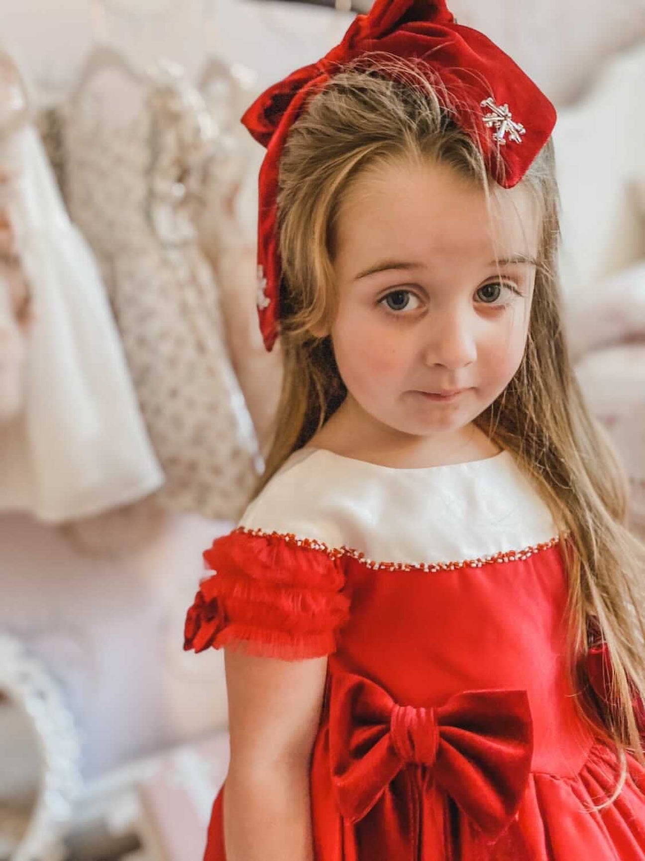 Girl | Holly Velvet Hair Bow | Red