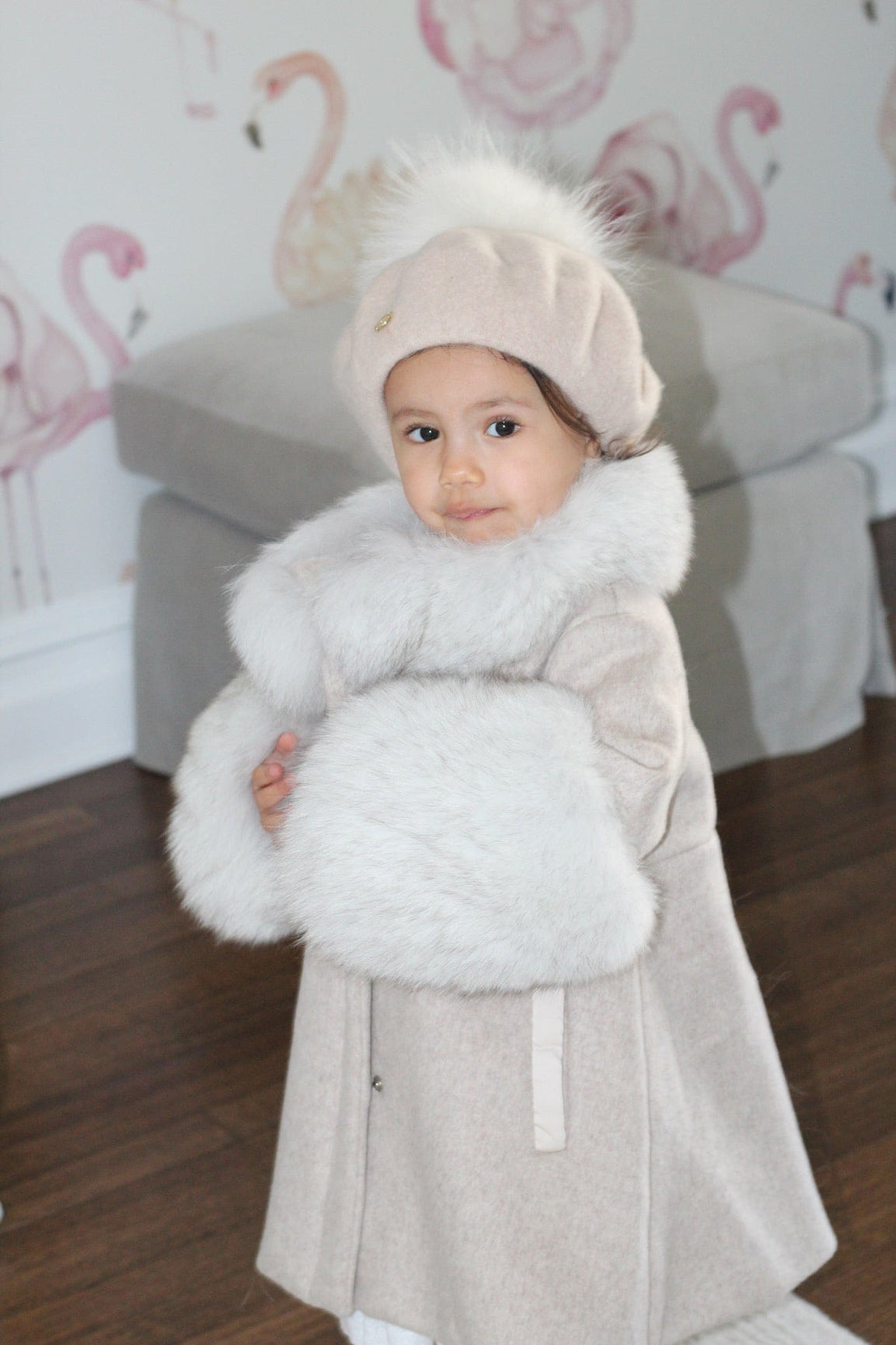 Girl | Karenina Grey Fur Wool Coat | Gray