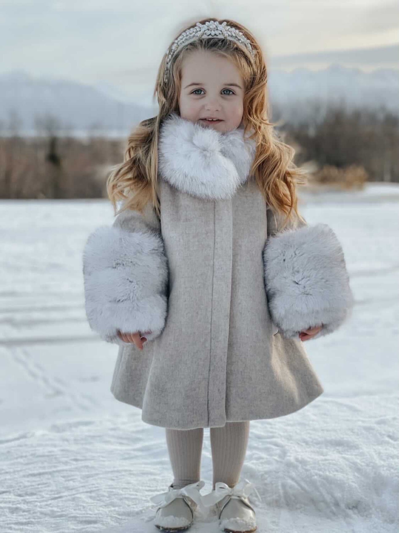 Girl | Karenina Grey Fur Wool Coat | Gray