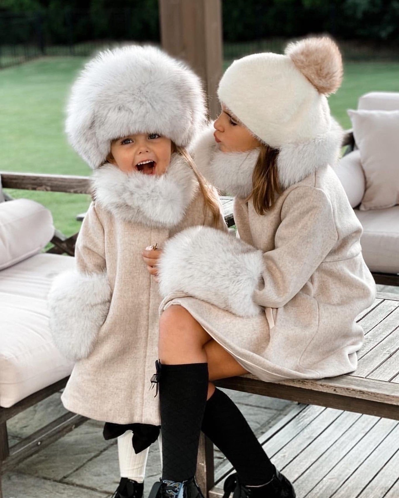 Girl | Karenina Grey Fur Wool Coat | Gray
