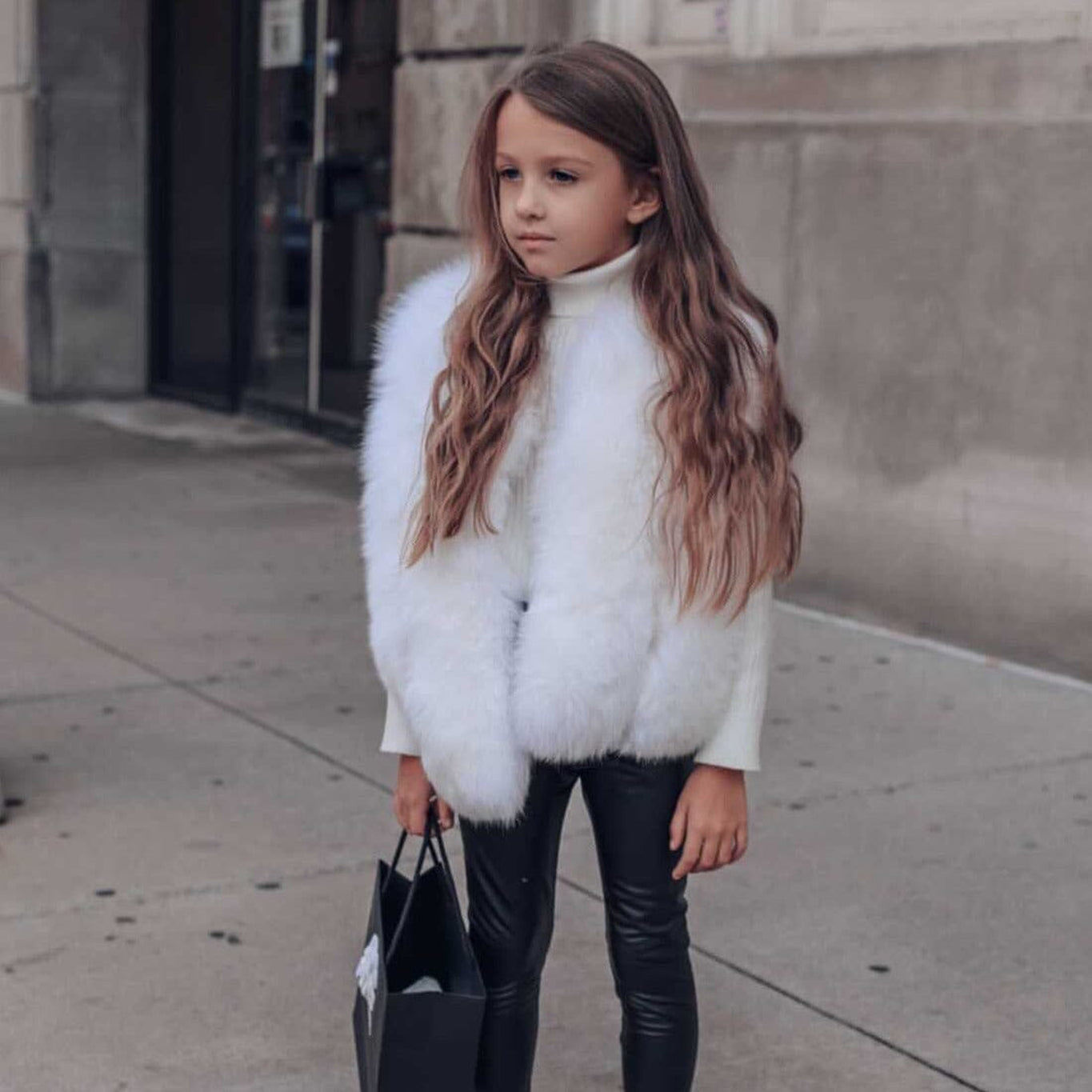 Girl | Luxurious Fox Vest | White