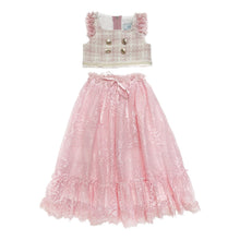 Girl | Molly Tweed Top and Lace Skirt Set | Pink