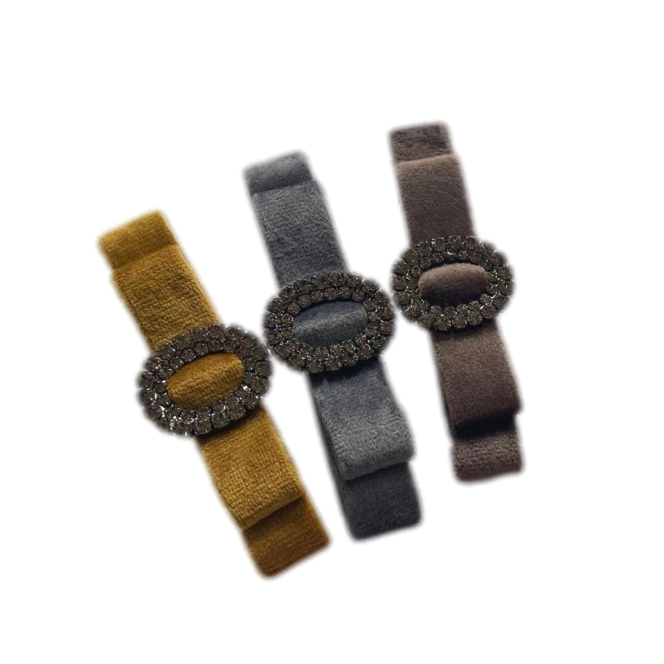 Girl | Olivia Velvet Hair Clip | Gray & Mustard & Chocolate