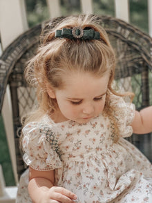 Girl | Olivia Velvet Hair Clip | Gray & Mustard & Chocolate