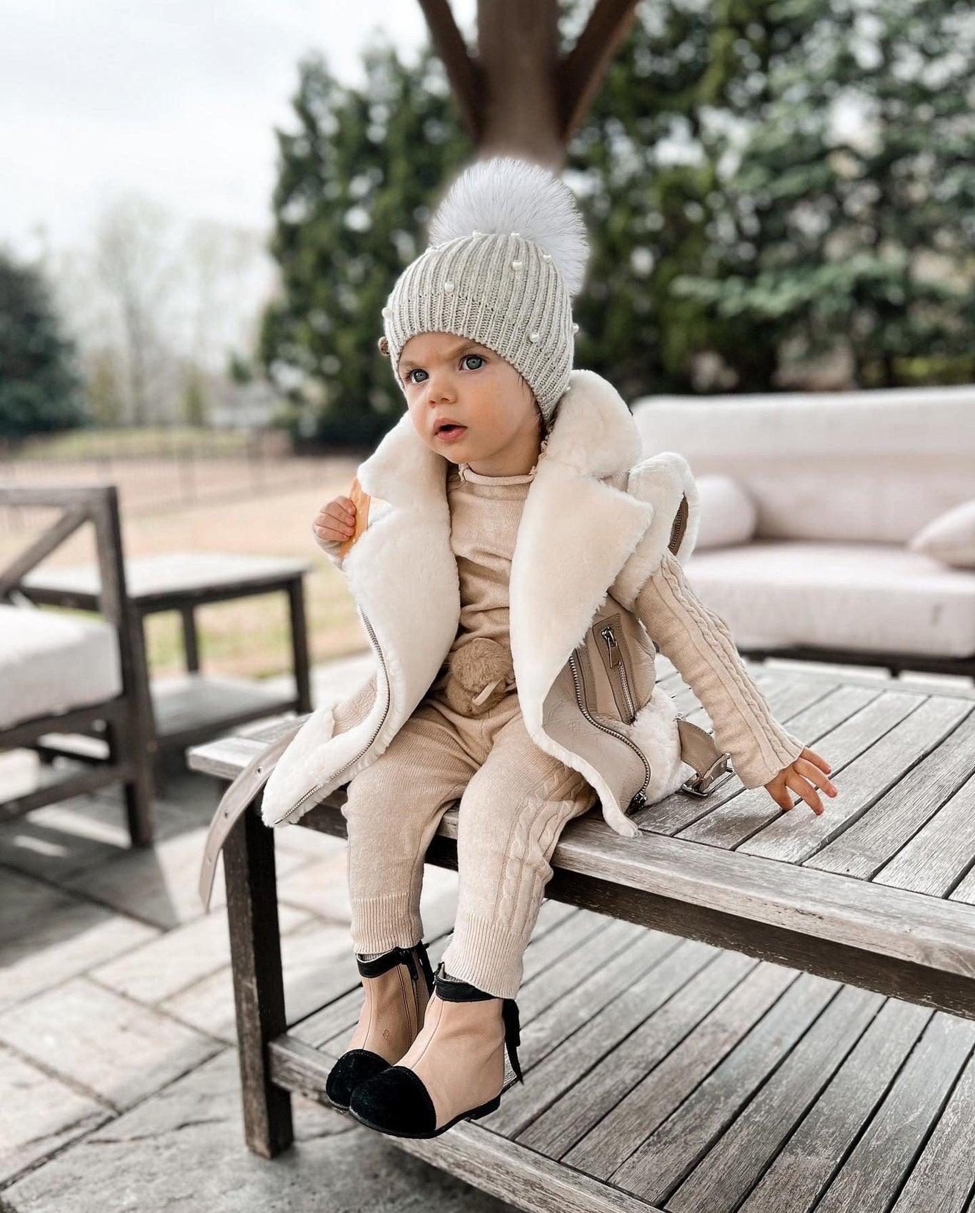 Girl | Pearl Angora Kids Hat | Gray