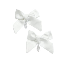 Girl | Poppy Quilted Hair Bow Clips | White