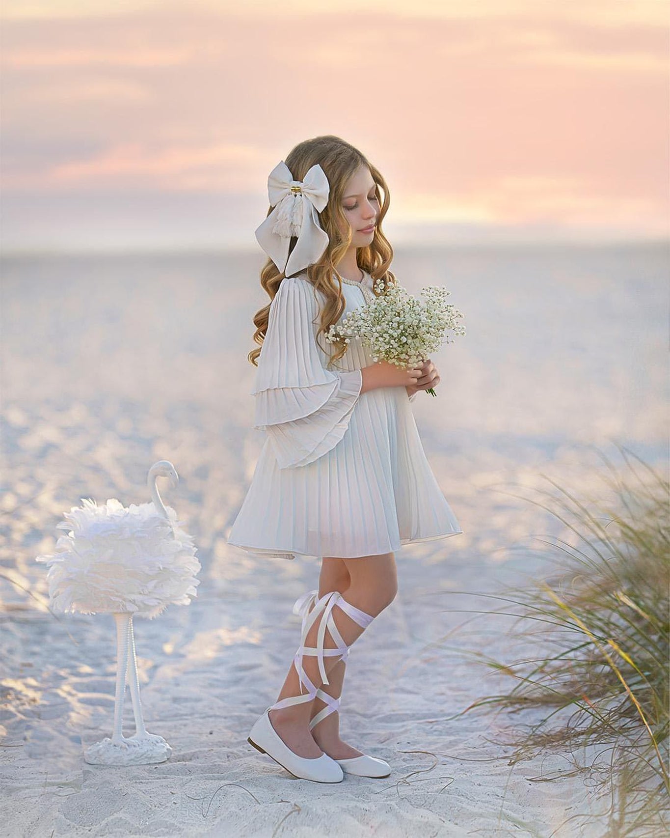 Girl | Sienna Pleated Dress | White