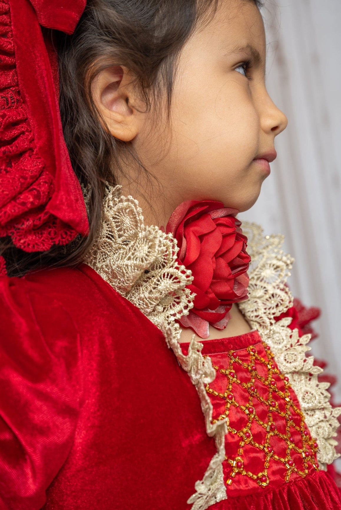 Girl | Victoria Flower Neck Tie | Red