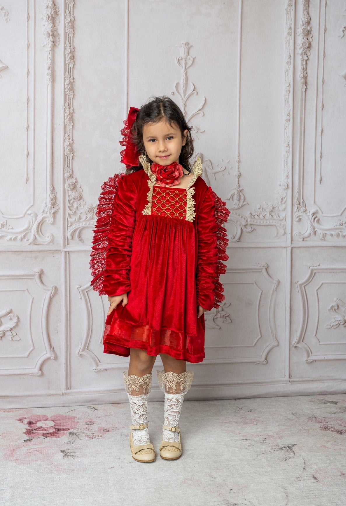 Girl | Victoria Velvet Dress | Red