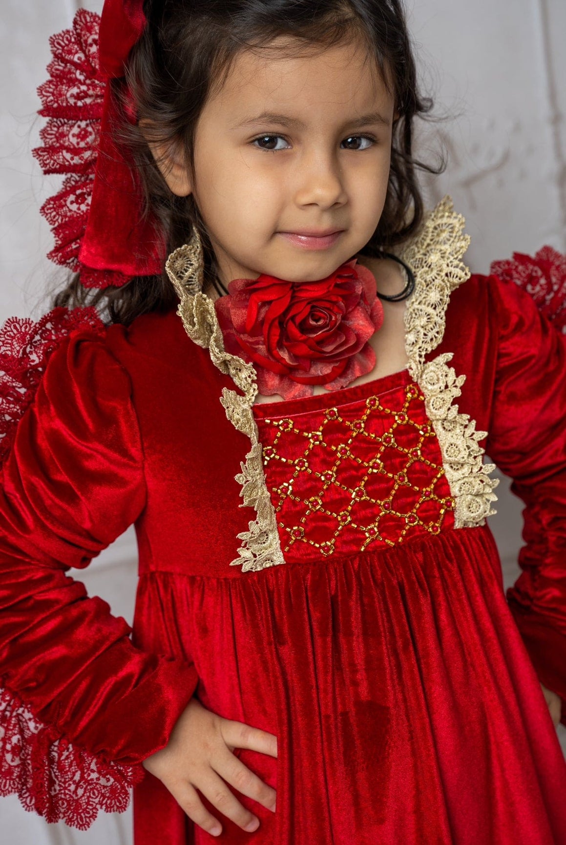 Girl | Victoria Velvet Dress | Red