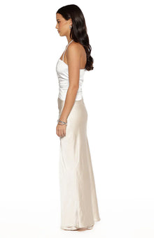 Gracie Contrast Satin Maxi Dress | White