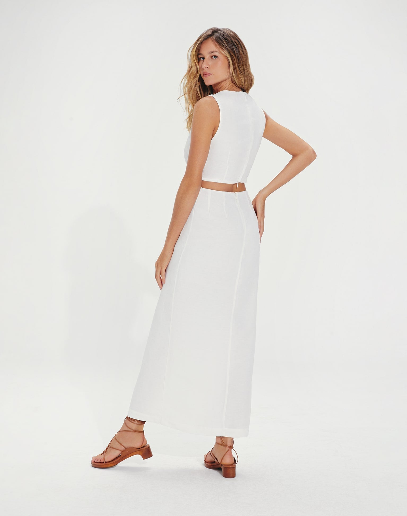 Gracie Detail Long Dress | Off White