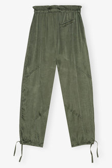 Green Washed Satin Trousers | Climbing Ivy