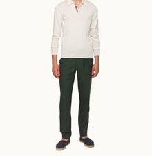 Griffon Linen Tailored Fit Washed Linen Trousers | Dark Sherwood