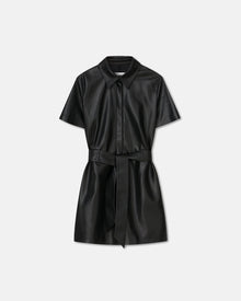 Halli Okobor Alt-Leather Shirt Dress | Black