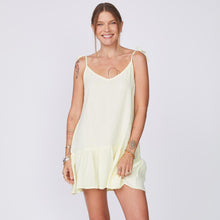 Front View of Model wearing the Gauze Sleeveless Easy Dress in Lemon