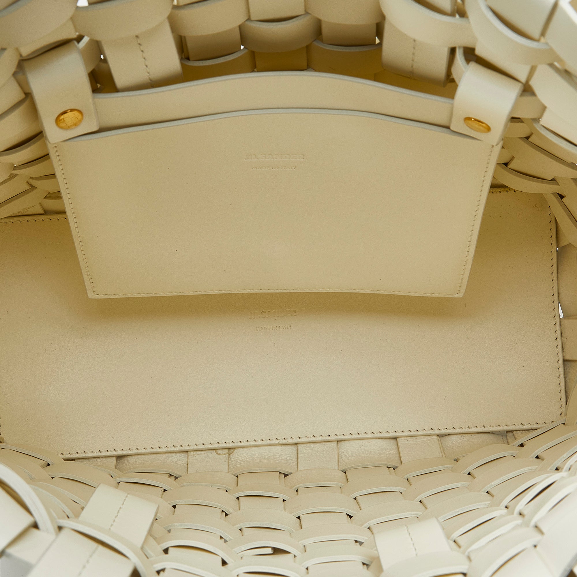 Jil Sander | Pre-Owned Woven Leather Basket Tote | White