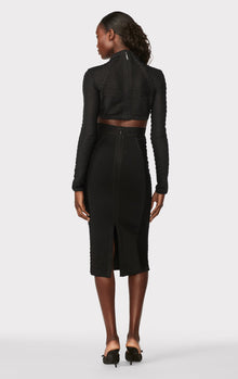 Hervé Léger X Law Roach Ribbon Embroidered Midi Skirt | Black