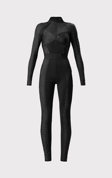 Hervé Léger X Law Roach Ribbon Embroidered Catsuit | Black