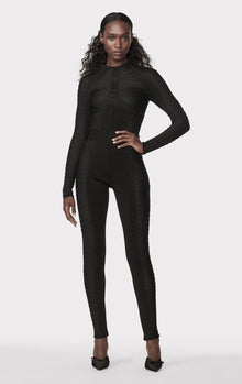 Hervé Léger X Law Roach Ribbon Embroidered Catsuit | Black