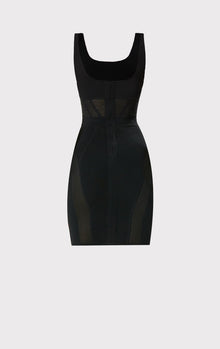 Hervé Léger X Law Roach Sheer Intarsia Corset Mini Dress | Black