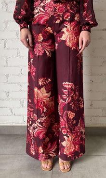 Hemant And Nandita | Aafa Linen Cotton Fitted & Flared Pants | Red/Beige