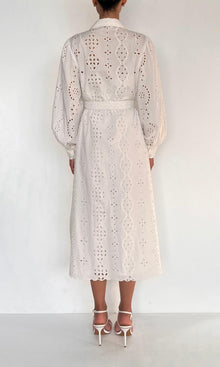Womens | Adya Cotton Schiffli Midi Dress | White