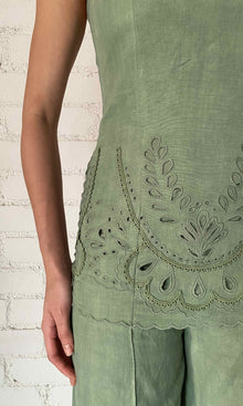 Hemant And Nandita | Alya Cotton Linen Top | Green