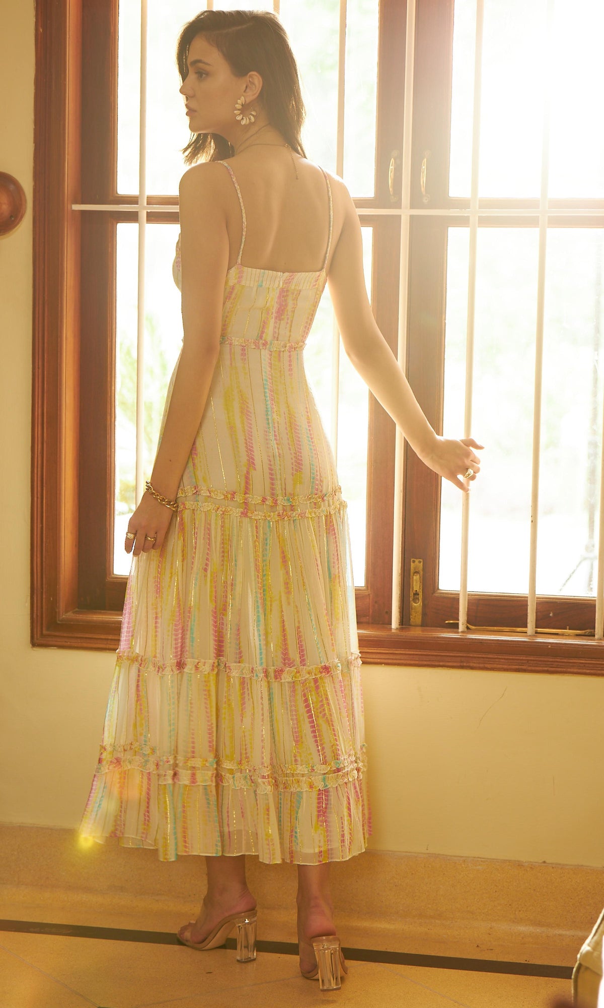 Hemant And Nandita | Ann Viscose Georgette Long Dress | White Multi