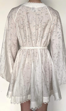 Hemant And Nandita | Anvi Viscose Nylon Jacquard Short Dress With Braided Belt And Slip | White