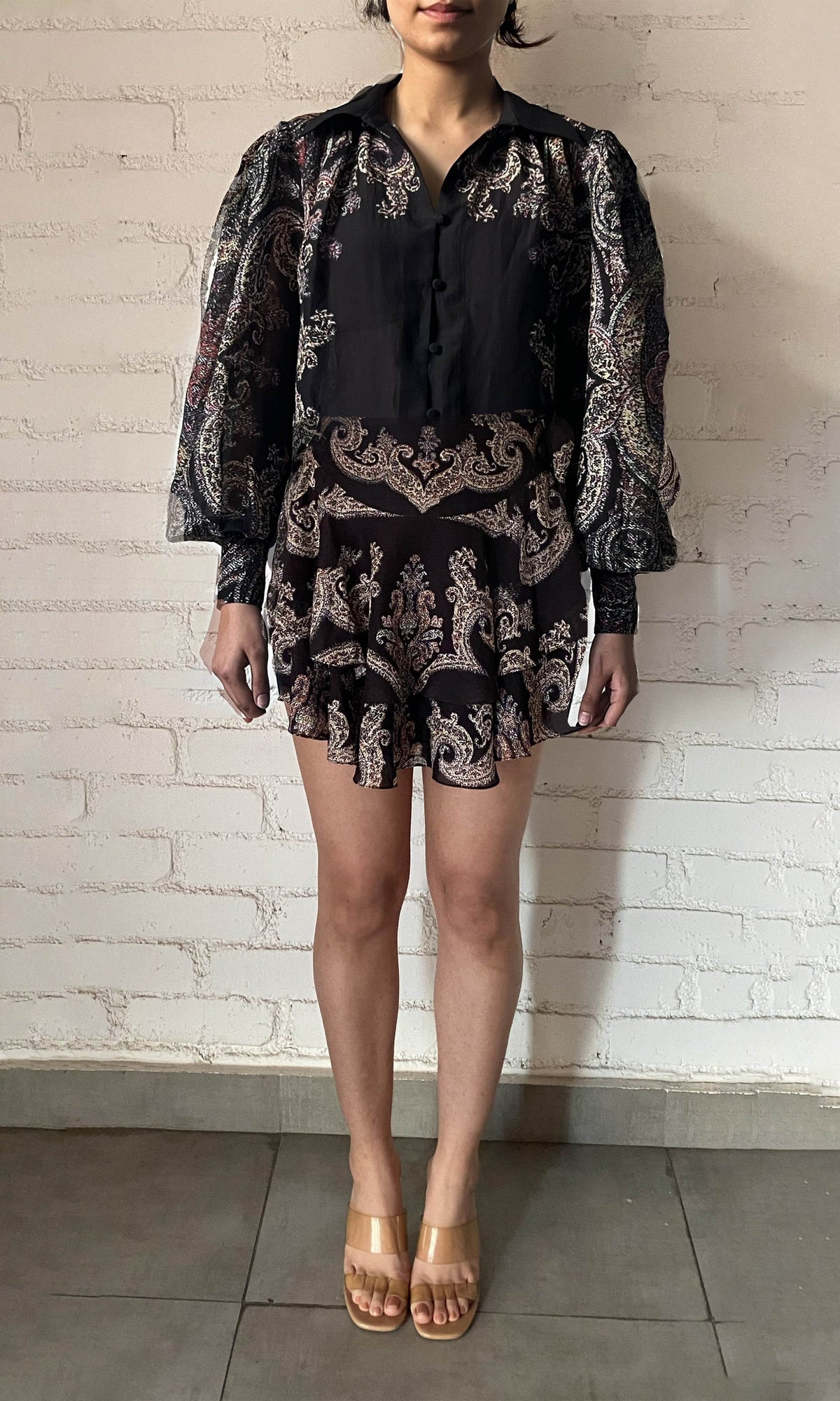 Hemant And Nandita | Arka Viscose Top | Black Multi