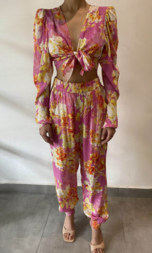 Hemant And Nandita | Auril Viscose Moss Crepe Pants | Pink