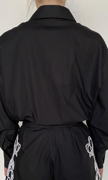 Hemant And Nandita | Daha Cotton Poplin Oversized Shirt | Black White