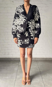 Womens | Dea Jacquard Acrylic Nylon Oversized Cardigan | Black White