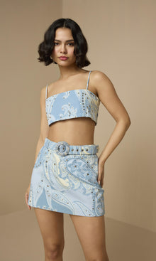 Hemant And Nandita | Fiza Cotton Twill Bustier Top | Powder Blue