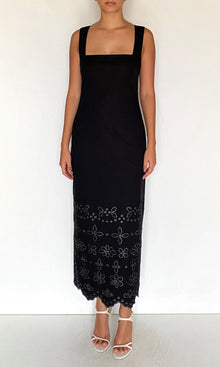 Womens | Hira Cotton Poplin Long Sheath Dress | Black