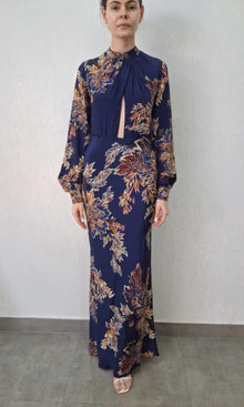 Hemant And Nandita | Inv Viscose Long Dress | Blue