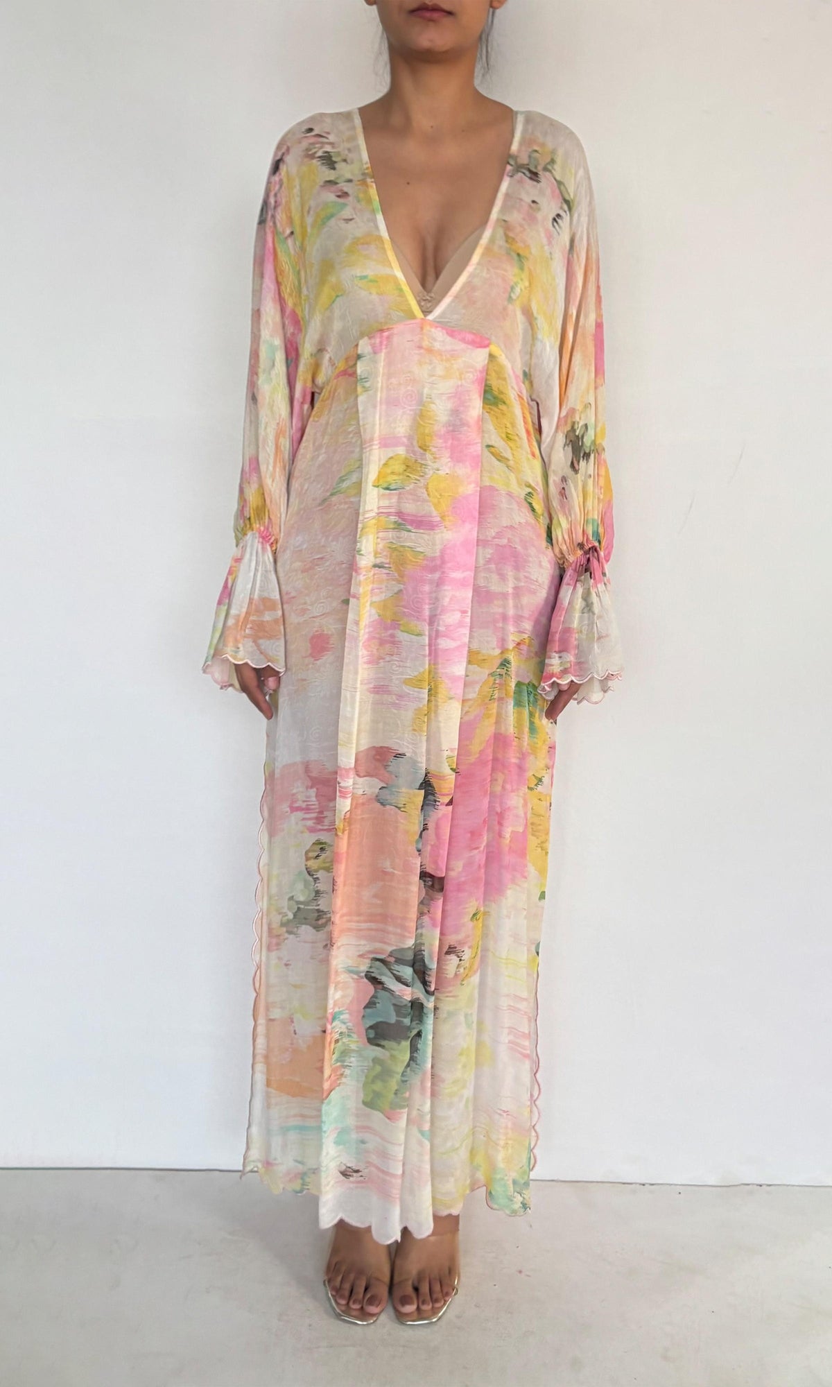 Hemant And Nandita | Inv Viscose Crepe Flower Jacquard Kaftan | Multi